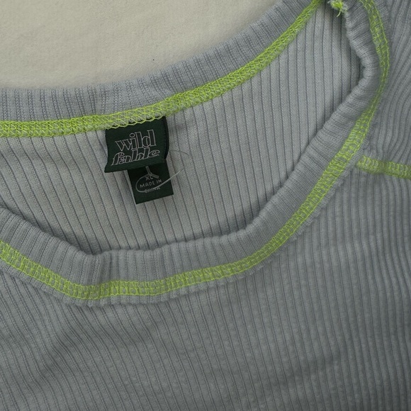 WILD FABLE Shirt Blue with Neon Green Stitching Long Sleeve / XL / Stitch Ribbed - Picture 3 of 7